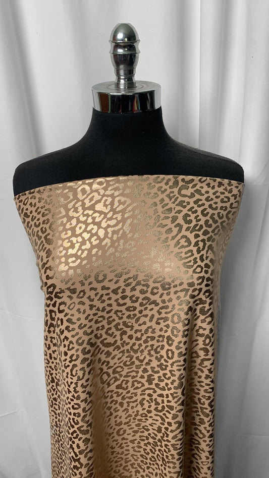 Taupe/Gold Leopard - Foil Performance - 2 Yard Cut