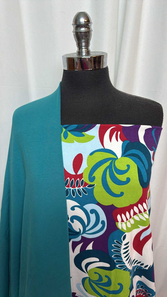 TEAL/FLORAL SWIRLS BUNDLE : 2YD Floral Swirls C/S & 2YD Teal C/S : A27483
