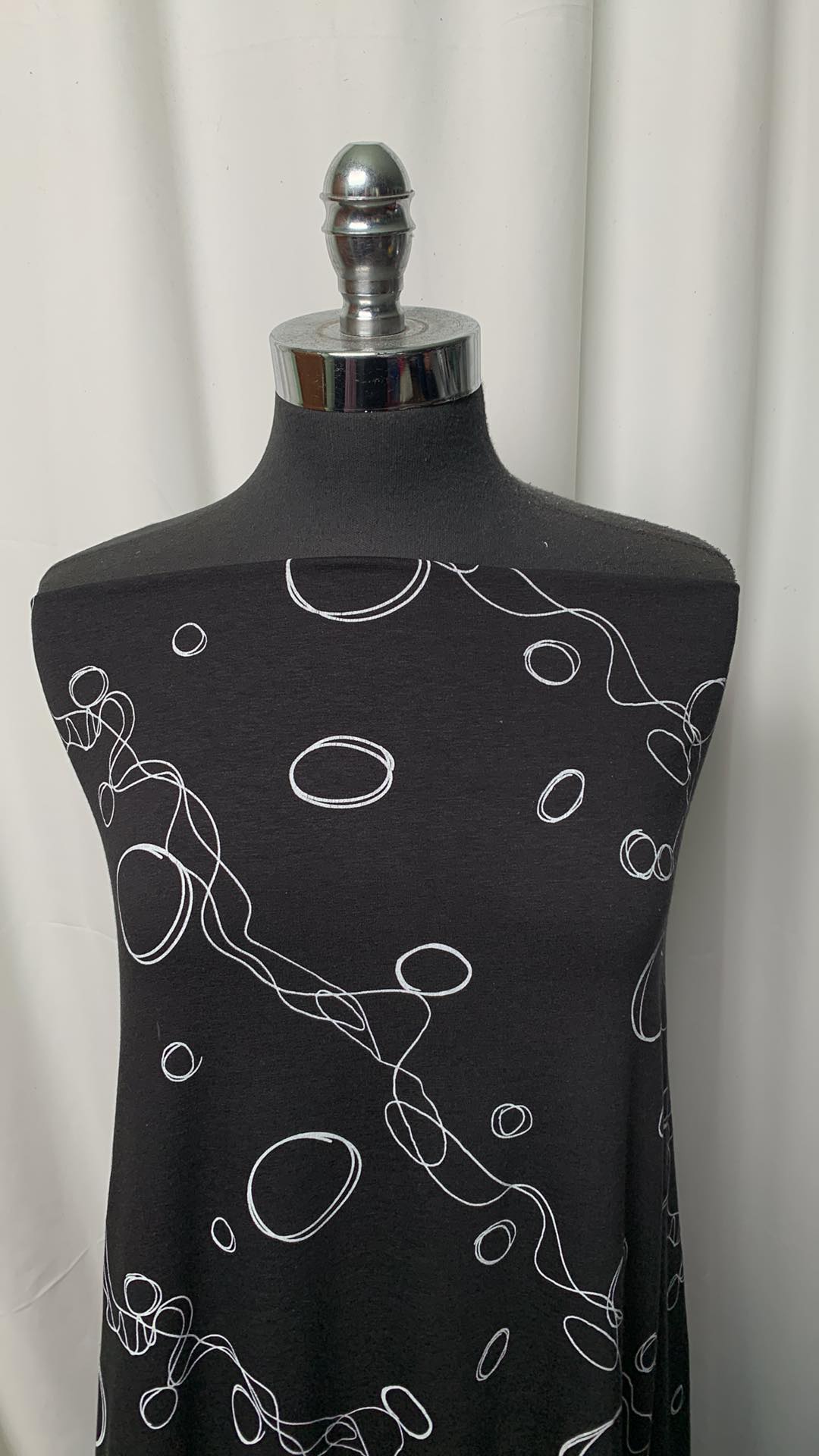 Black/White Bubbles - Bamboo/Cotton/Spandex - By the Yard