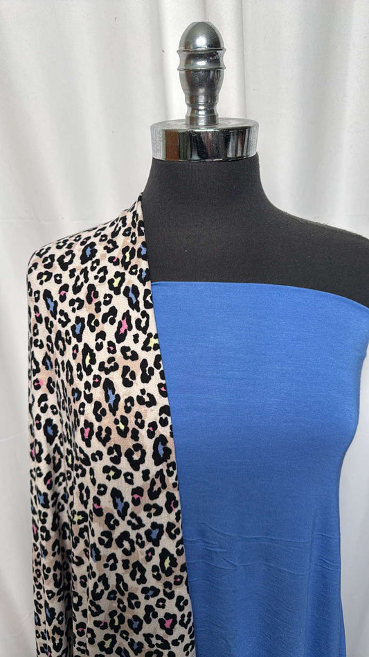 BLUE/LEOPARD BUNDLE : 1YD Blue Bamboo & 2YD Leopard Oakley SK : A26640