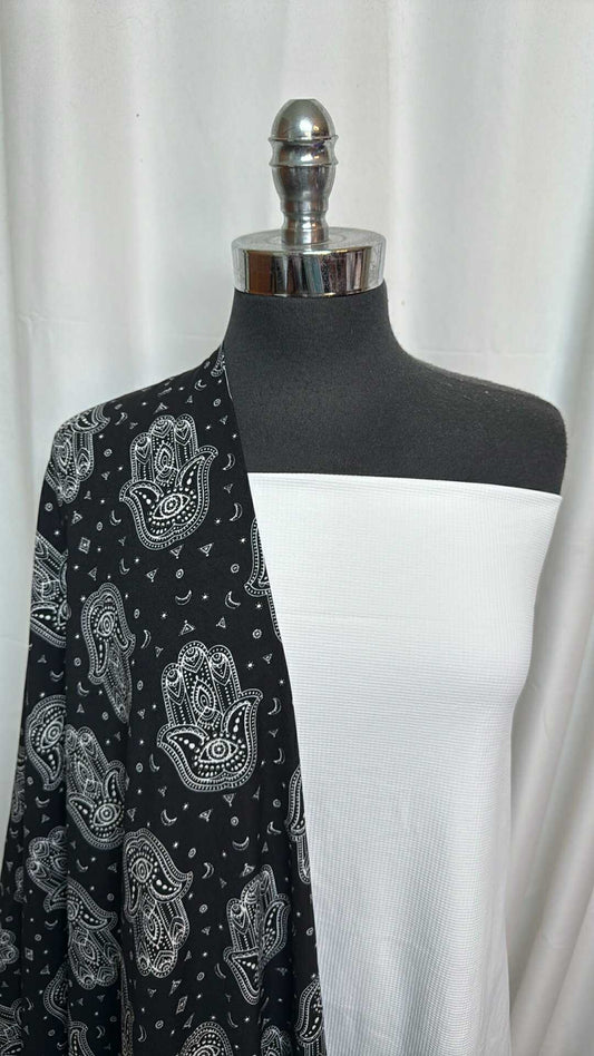 TEXTURED/HAMSA BUNDLE : 1YD White Textured N/S Swim & 2YD Hamsa PWD : A27942