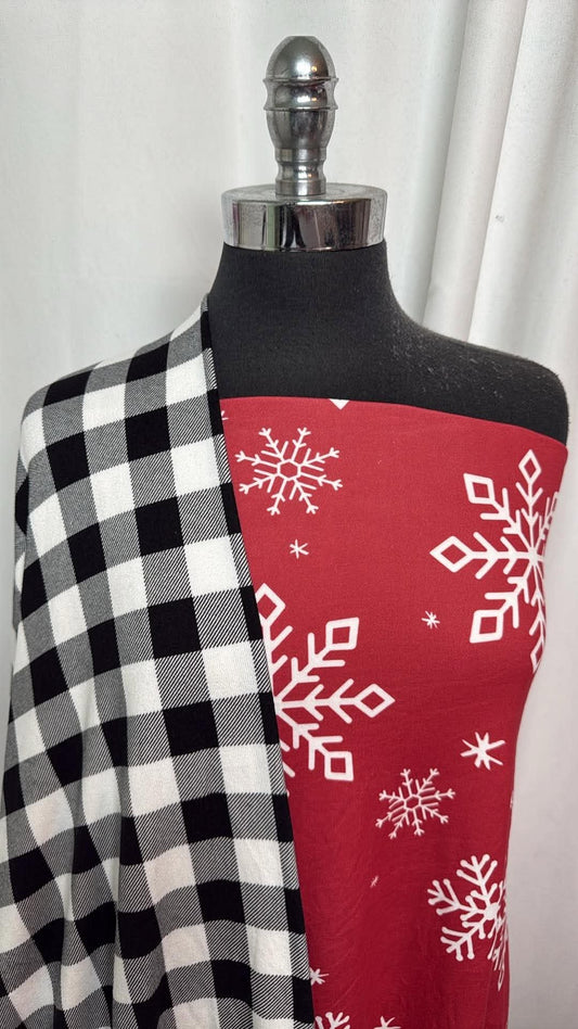 SNOWFLAKE/BUFFALO PLAID BUNDLE : 1.5YD Buffalo Plaid Oakley SK & 1YD Red Snowflake DBP : A31017