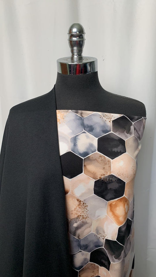BLACK HONEYCOMB BUNDLE : 2YD Honeycomb Granite Peached PF & 2YD Black 2-Tone Peached PF : A1557