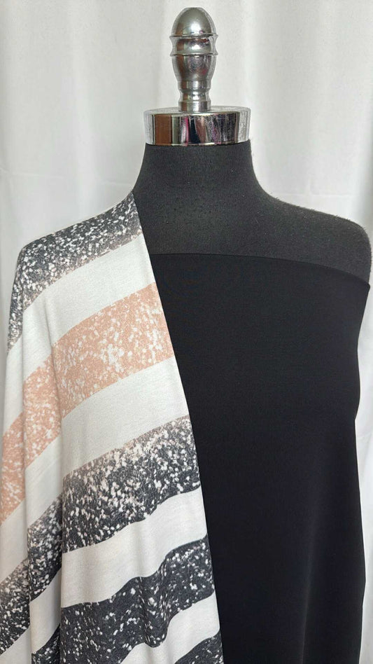 BLACK/OMBRE STRIPE BUNDLE : 2YD Ombre Stripe PRS FT & 1.5YD Solid Black Peached PF : A28677