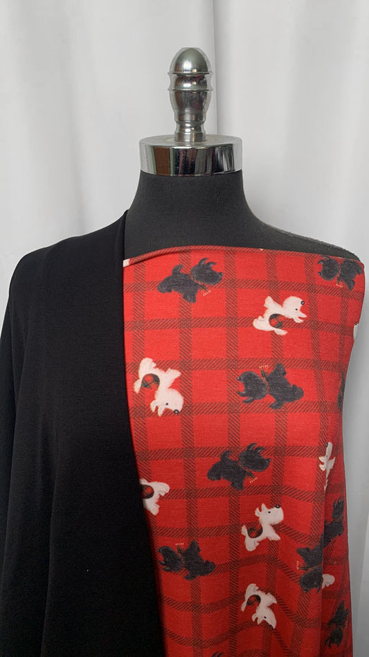 BLACK/SCOTTIE DOG BUNDLE : 2YD Scottie Dogs FT & 1YD Black Combed Cotton 1x1 Rib : A2068