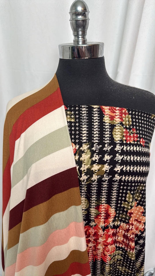 FLORAL PLAID/STRIPE BUNDLE : 2YD Floral/Plaid DBP & 2YD Stripe Oakley SK : A30711