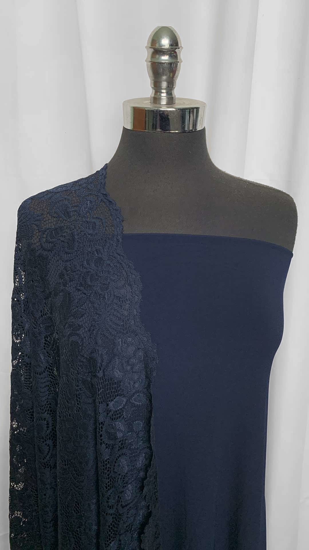 NAVY LACE BUNDLE : 2YD Navy ITY & 2YD Navy Floral Stretch Lace : A25843
