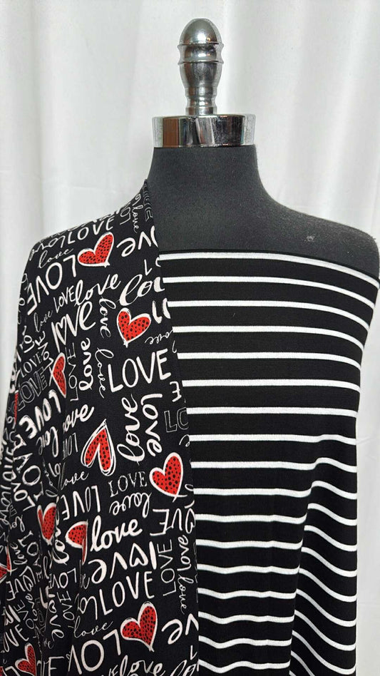 STRIPE/LOVE BUNDLE : 3YD Stripe Ponte & 2YD Love Oakley SK : A29200
