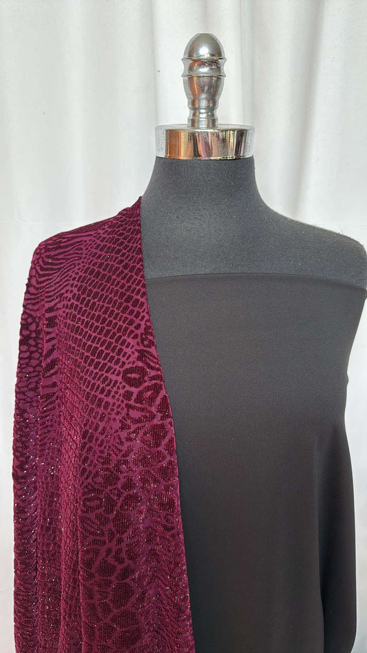 BLACK/ANIMAL BURNOUT BUNDLE : 2YD Black Lightly-Brushed Yoga PF & 1.5YD Animal Print Velvet Burnout w/Glitter : A26792