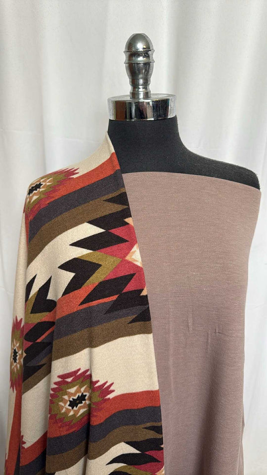 TAUPE/SOUTHWEST BUNDLE : 2YD Southwest Hacci SK & 2YD Taupe Brushed PRS FT : A29273