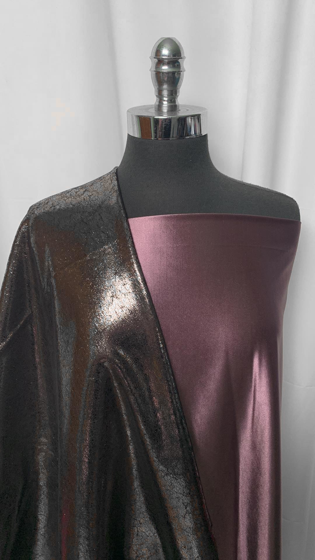SHINY PLUM BUNDLE : 2YD Dusty Plum Casino & 2YD Foil Heavy Poly (NO Stretch) : A2214