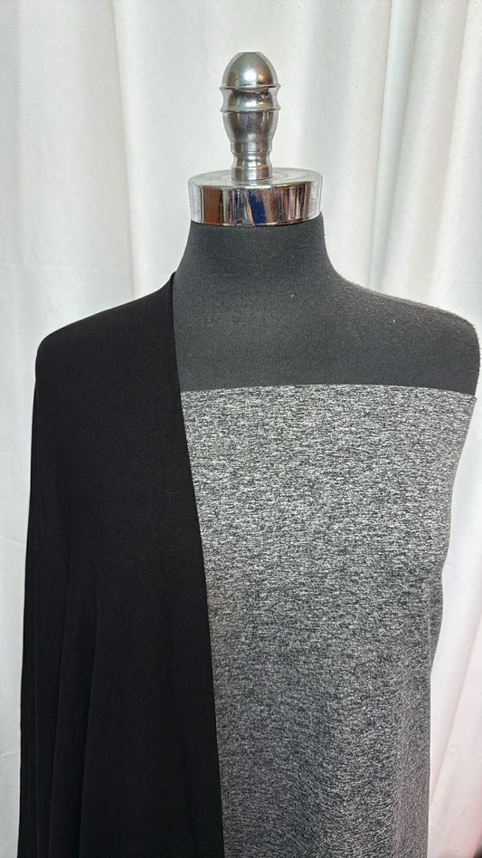 BLACK/BLACK-WHITE BUNDLE : 2YD Black/White Peached PF & 3YD Black Heavy Modal/Spandex : A27749