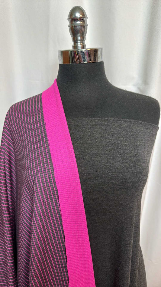 CHARCOAL/PINK 2-FACE BUNDLE : 1.5YD Heathered Charcoal Modal Jersey & 2YD Pink 2-Faced Jacquard PF : A28755