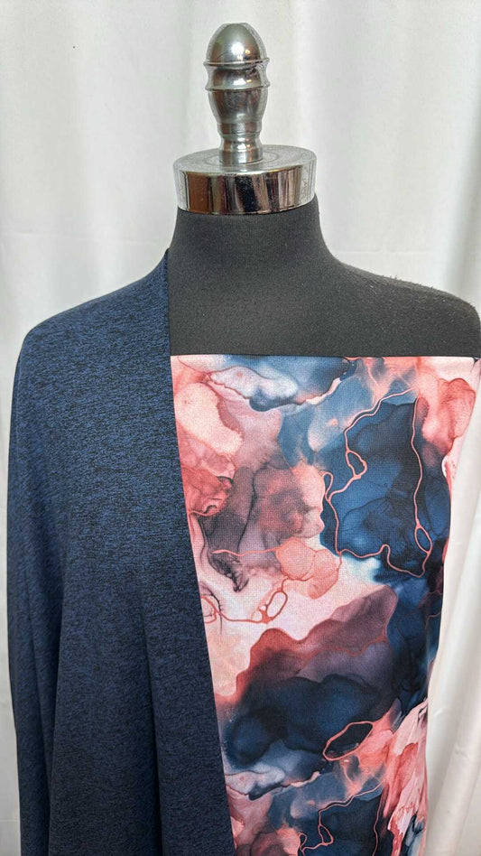 NAVY/ROSE GOLD ACID INK BUNDLE : 1YD Navy/Rose Gold Acid Ink Sport Fleece & 1+YD Navy/Black Mid-Weight Peached PF : A28062