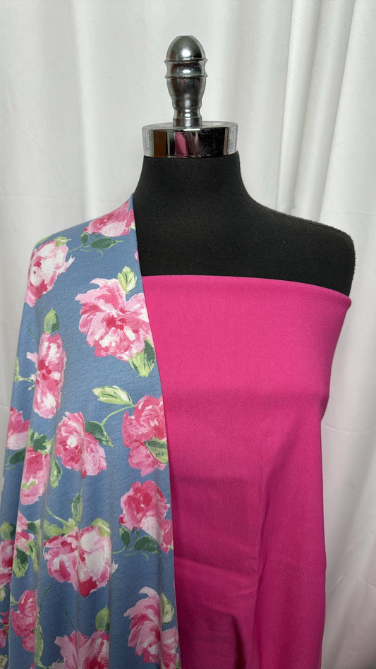 PINK/DENIM FLORAL BUNDLE : 2YD Pink Millennium & 2YD Denim/Pink Floral PRS FT : A27104