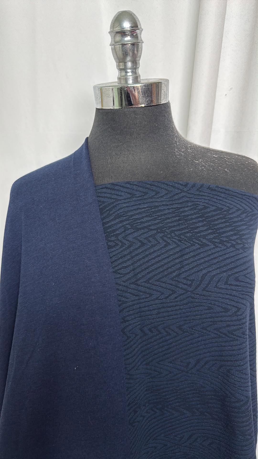 DOUBLE NAVY BUNDLE : 2YD Navy Jacquard PF & 2YD Navy Bamboo C/S FT : A30957
