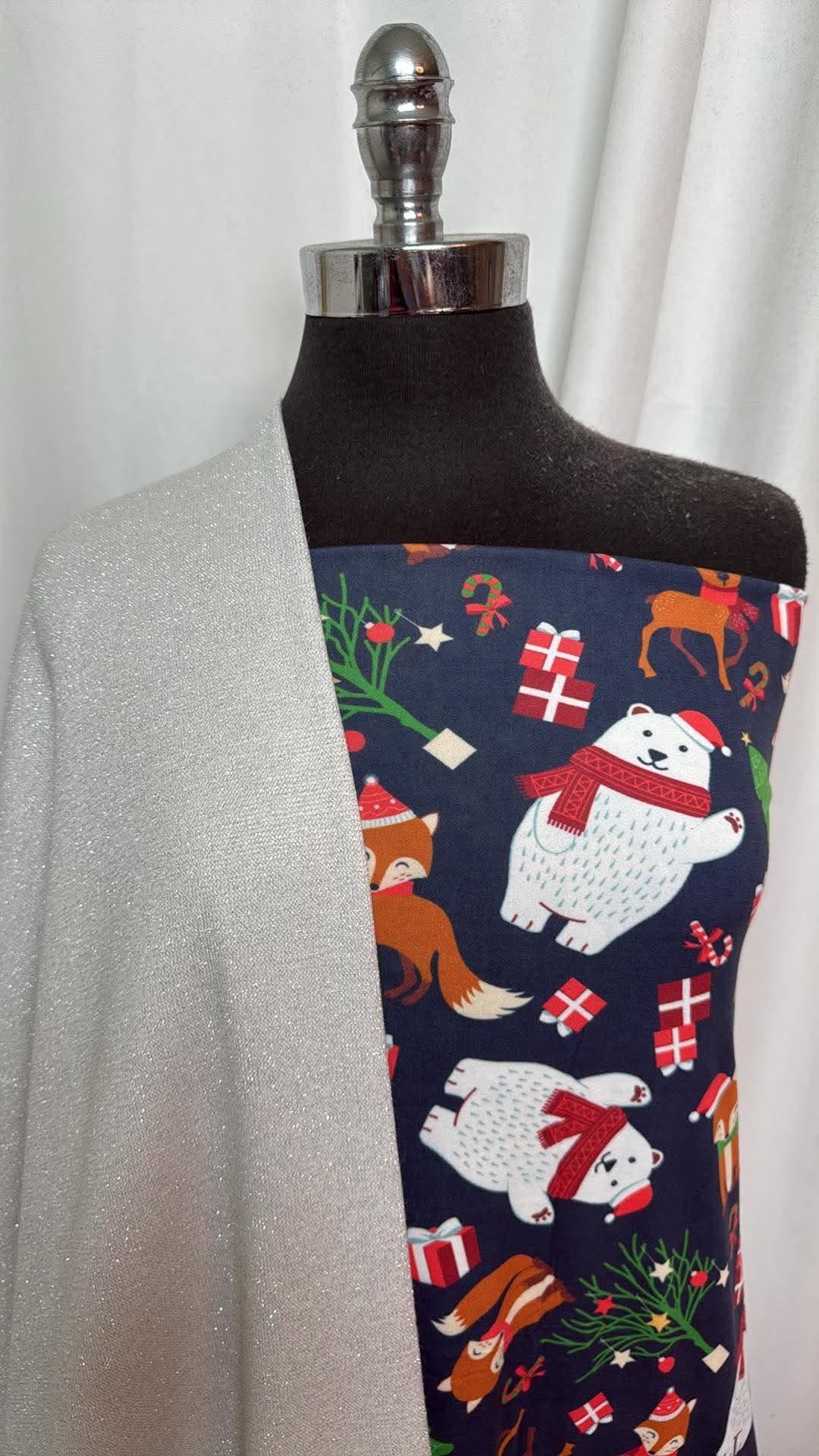 LUREX SWEATER/HOLIDAY FRIENDS BUNDLE :  2.5YD Holiday Friends DBP & 3YD Flat-Back Sweater w/Lurex : A30742