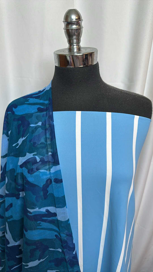 BLUE STRIPE/CAMO BUNDLE : 2YD Blue Stripe N/S & 2YD Blue Camo Stretch Mesh : A27828