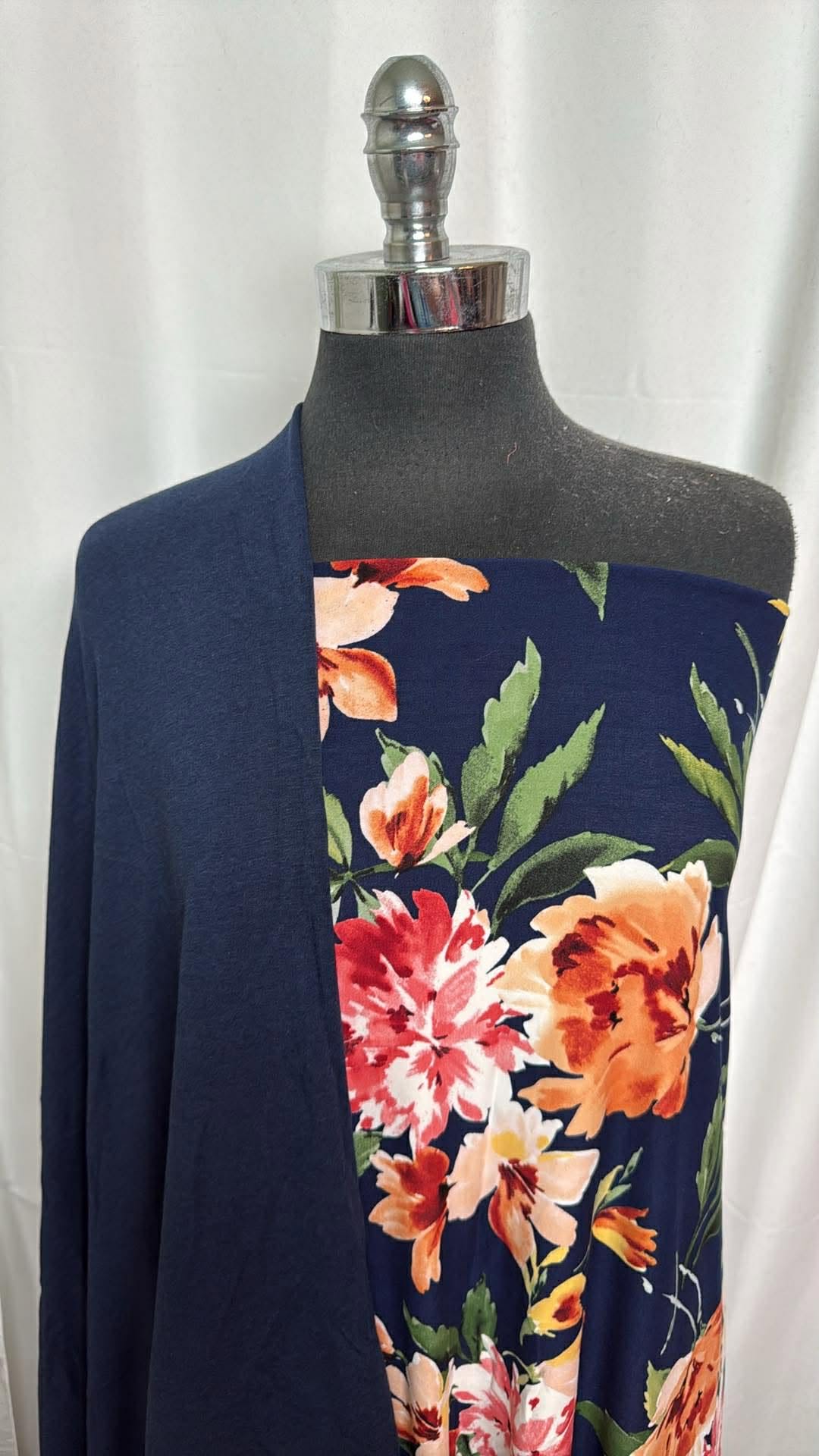 NAVY/NAVY FLORAL BUNDLE : 2YD Navy Floral SBP & 2YD Navy Bamboo C/S FT : A30268