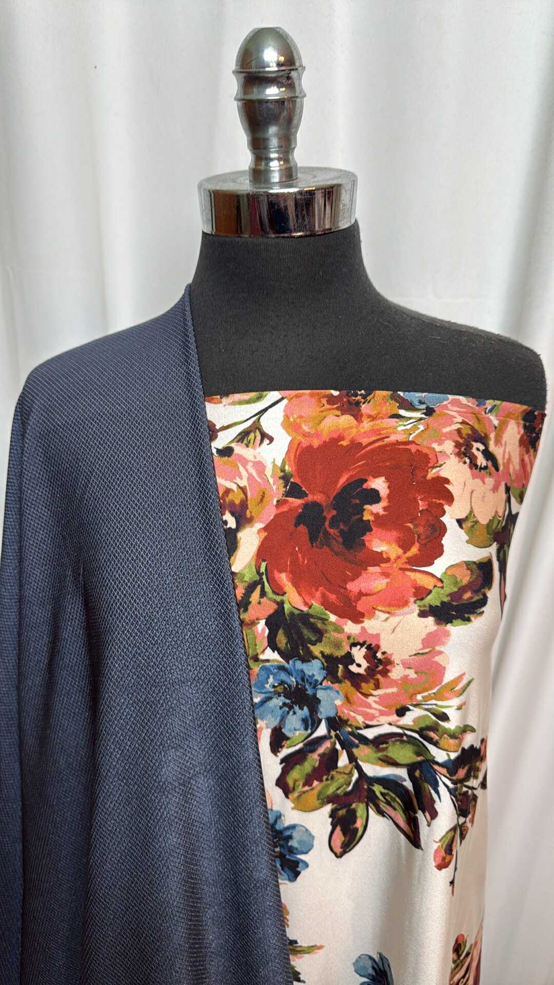 IVORY FLORAL/DENIM JACQUARD BUNDLE : 2YD Ivory Floral Yoga PF & 2YD Denim Jacquard PF : A28117
