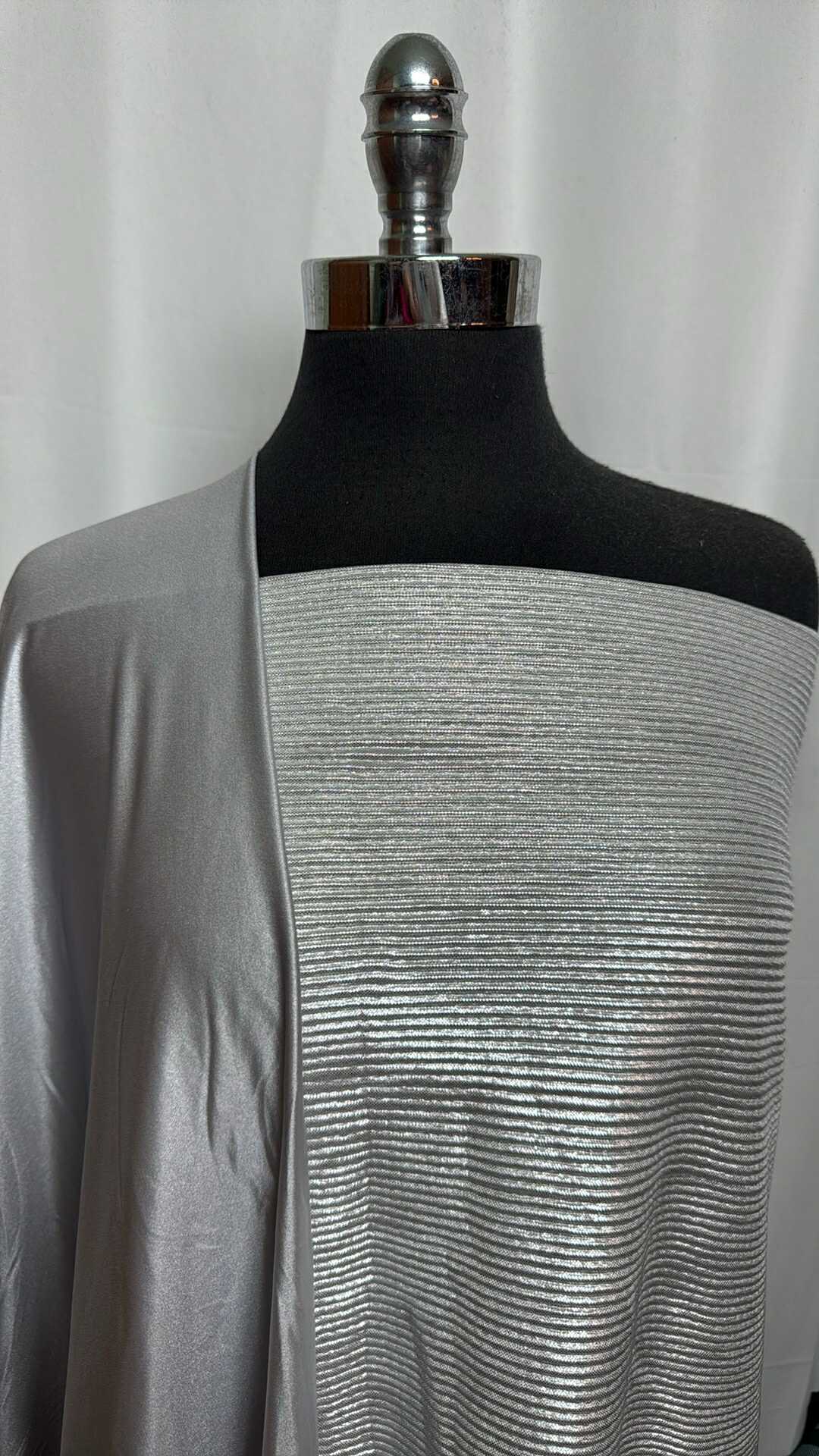 SILVER BUNDLE : 2YD Silver Foil Pleated Woven & 2YD Silver P/S : A29045