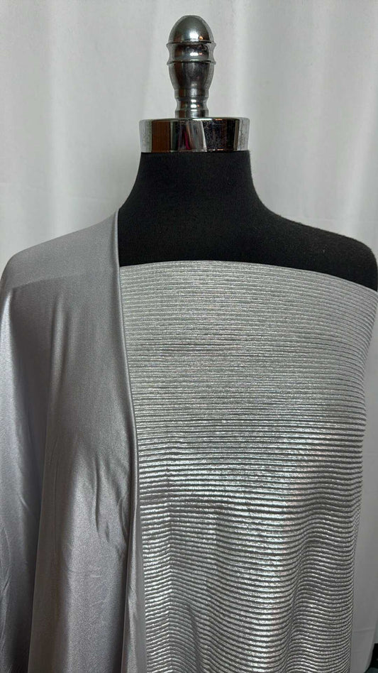 SILVER BUNDLE : 2YD Silver Foil Pleated Woven & 2YD Silver P/S : A29045