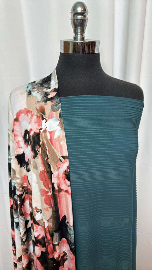 TEXTURED TEAL/FLORAL BUNDLE : 3YD Textured Teal ITY & 2YD Floral ITY : A26981