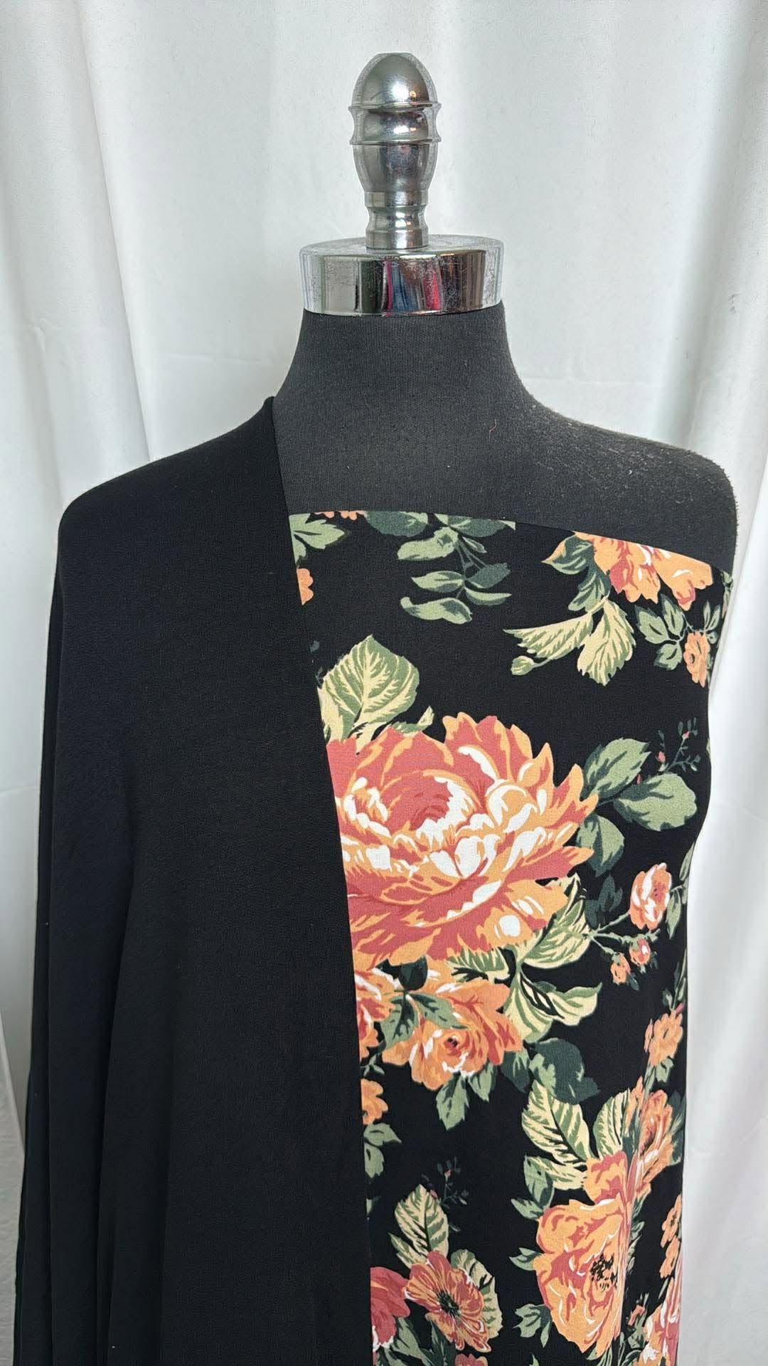 BLACK/BLACK FLORAL BUNDLE : 2YD Black Floral DBP & 2YD Black Brushed Modal/Spandex FT : A30269