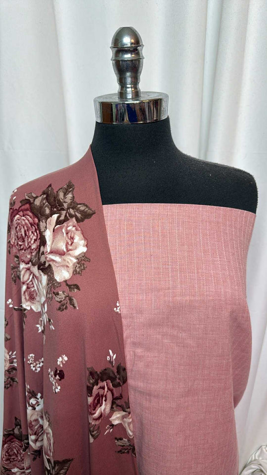 TEXTURED WOVEN/FLORAL BUNDLE : 2YD Floral DBP & 2YD Textured Woven : A27769