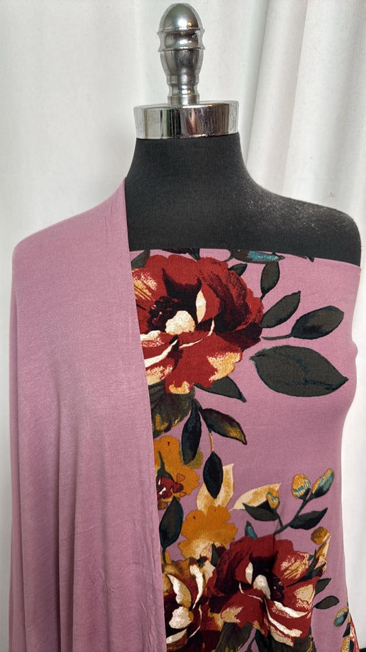 MAUVE FLORAL BUNDLE : 2YD Mauve Floral DBP & 2YD Mauve R/S : A30809