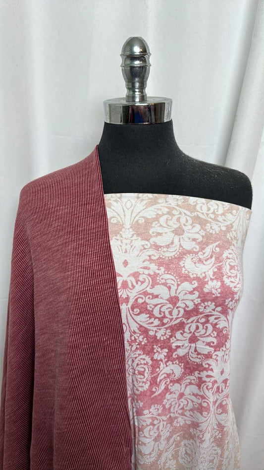 SANDWASH/OMBRE PAISLEY BUNDLE : 1.5YD Ombre Paisley PRS Jersey & 2YD Sandwash Rib (Brushed-Reverse) : A30299