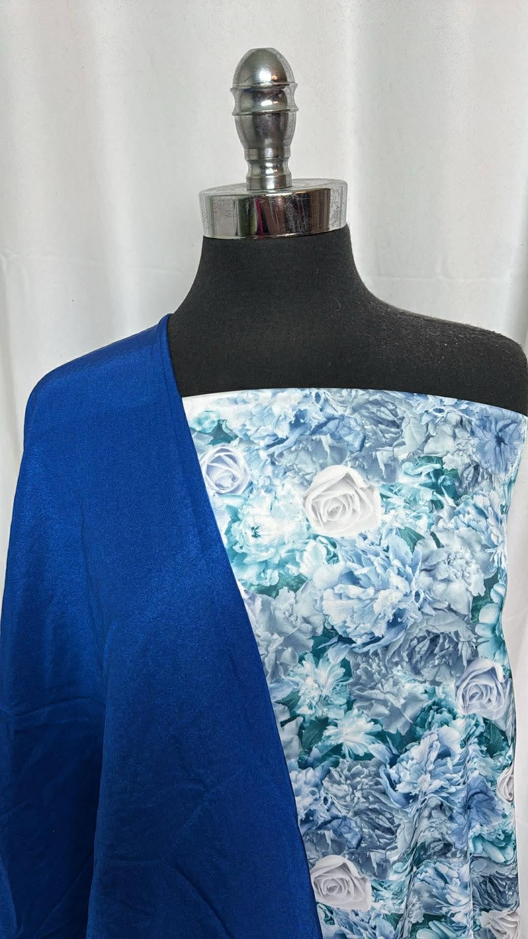 ROYAL/FLORAL BUNDLE : 2YD Royal Water-Resistant Woven & 2YD Floral Heavy Satin-Faced Woven : A30209