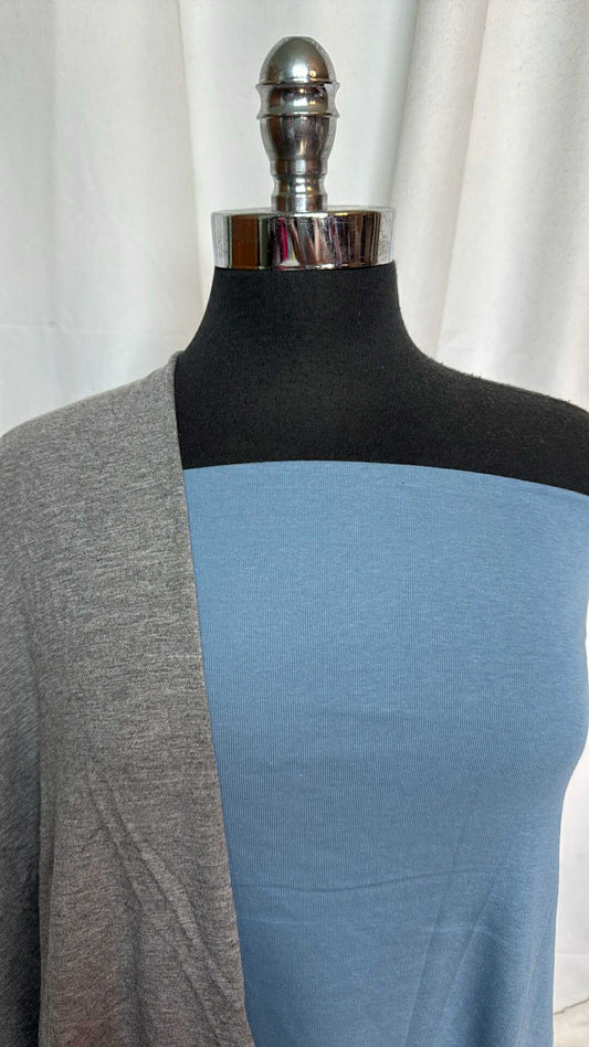 BLUEBIRD/GREY FRENCH TERRY BUNDLE : 1.5YD Bluebird Cotton Rib & 1YD Grey Bamboo/Cotton FT  : A28848