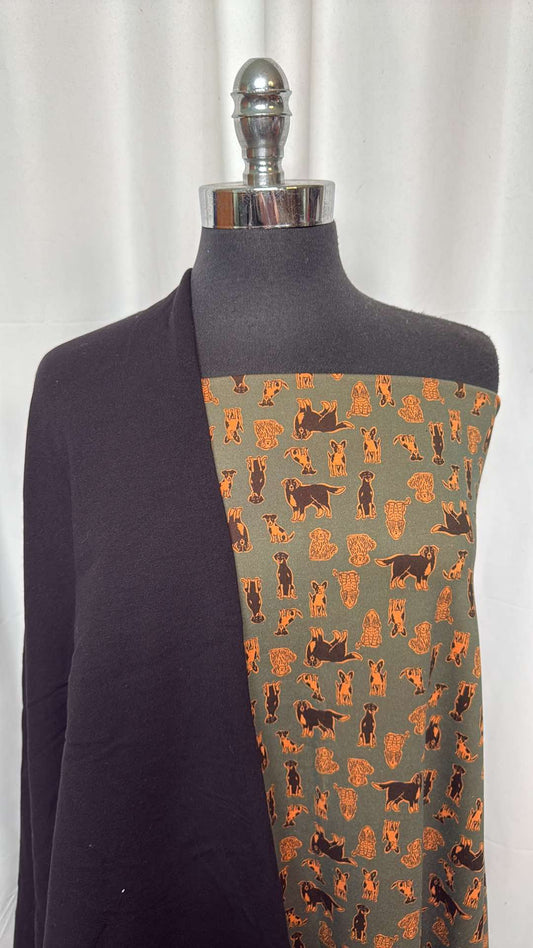 BLACK/DOGS BUNDLE : 1YD Black Modal C/S Brushed FT & 2YD Dogs Peached PF : A26433