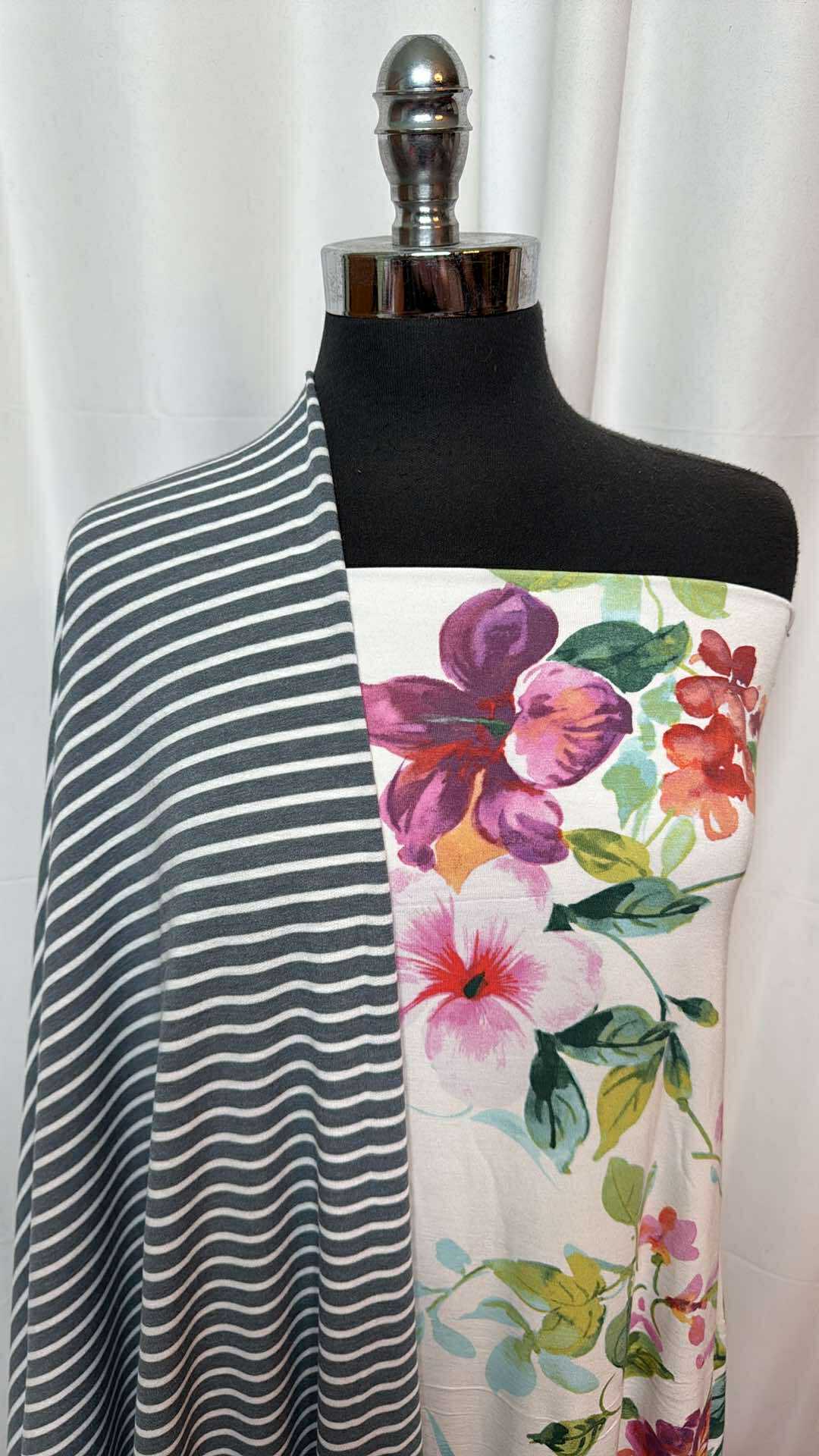 LIGHT FLORAL/STRIPE BUNDLE : 2YD Floral Modal & 2YD Stripe PRS FT : A27456