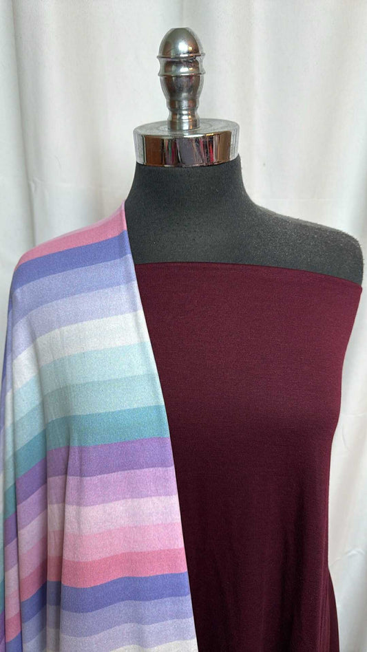 WINE/PASTEL STRIPE BUNDLE : 2YD Wine PRS FT & 2YD Pastel Stripe Oakley SK : A28445