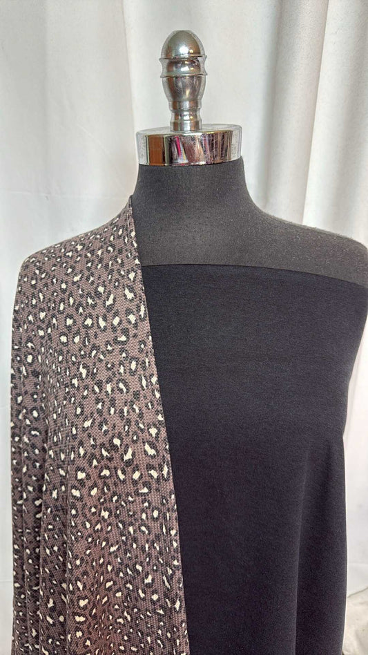 BLACK 2-TONE/LEOPARD BUNDLE : 1YD Black 2-Tone Peached PF & 1YD Leopard Thermal : A28849