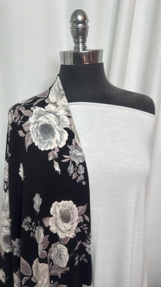 IVORY/BLACK FLORAL OAKLEY BUNDLE : 2YD Ivory PRS Jersey & 2YD Black Floral Oakley SK : A30835