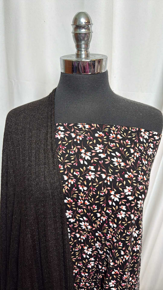 BLACK CABLE/DITSY FLORAL BUNDLE : 2YD Ditsy Floral DBP & 2YD Black Heathered Cable SK : A28404