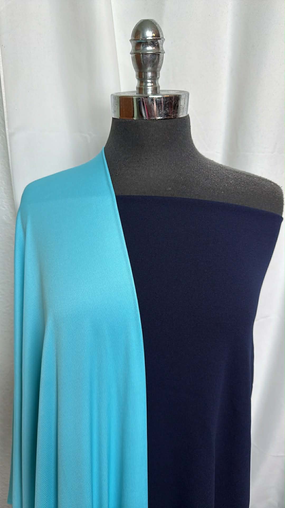 AQUA/NAVY BUNDLE : 2YD Navy Crepe Scuba & 2YD Aqua P/S Rib : A29619