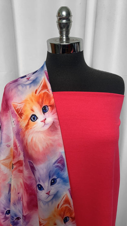 COSMIC/CATS BUNDLE : 1.5YD Cosmic Pink Peached PF & 1.5YD Cats P/S Fleece : A25511
