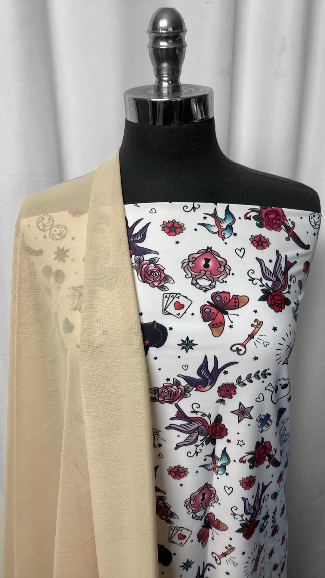 TATTOO/POWERMESH BUNDLE : 1YD Nude Powermesh & 2YD Tattoo N/S (See Description) : A25160