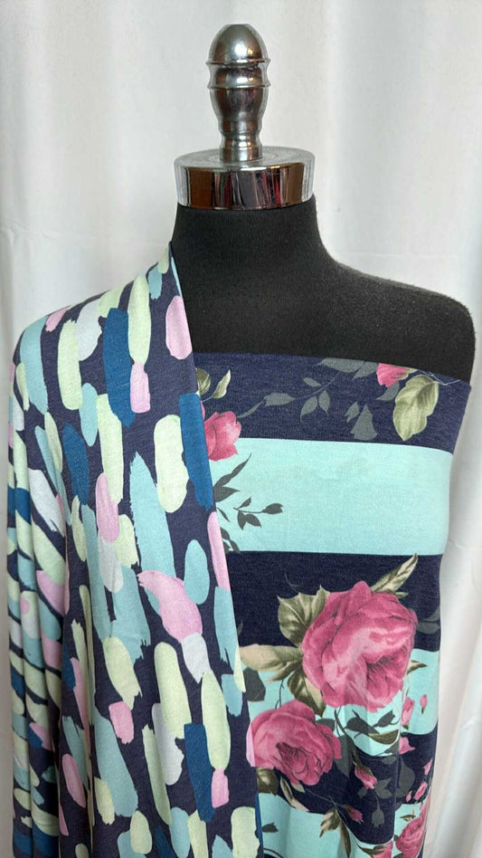 DASHES/FLORAL STRIPE BUNDLE : 2YD Dashes PRS FT & 2YD Floral Stripe PRS FT : A28447