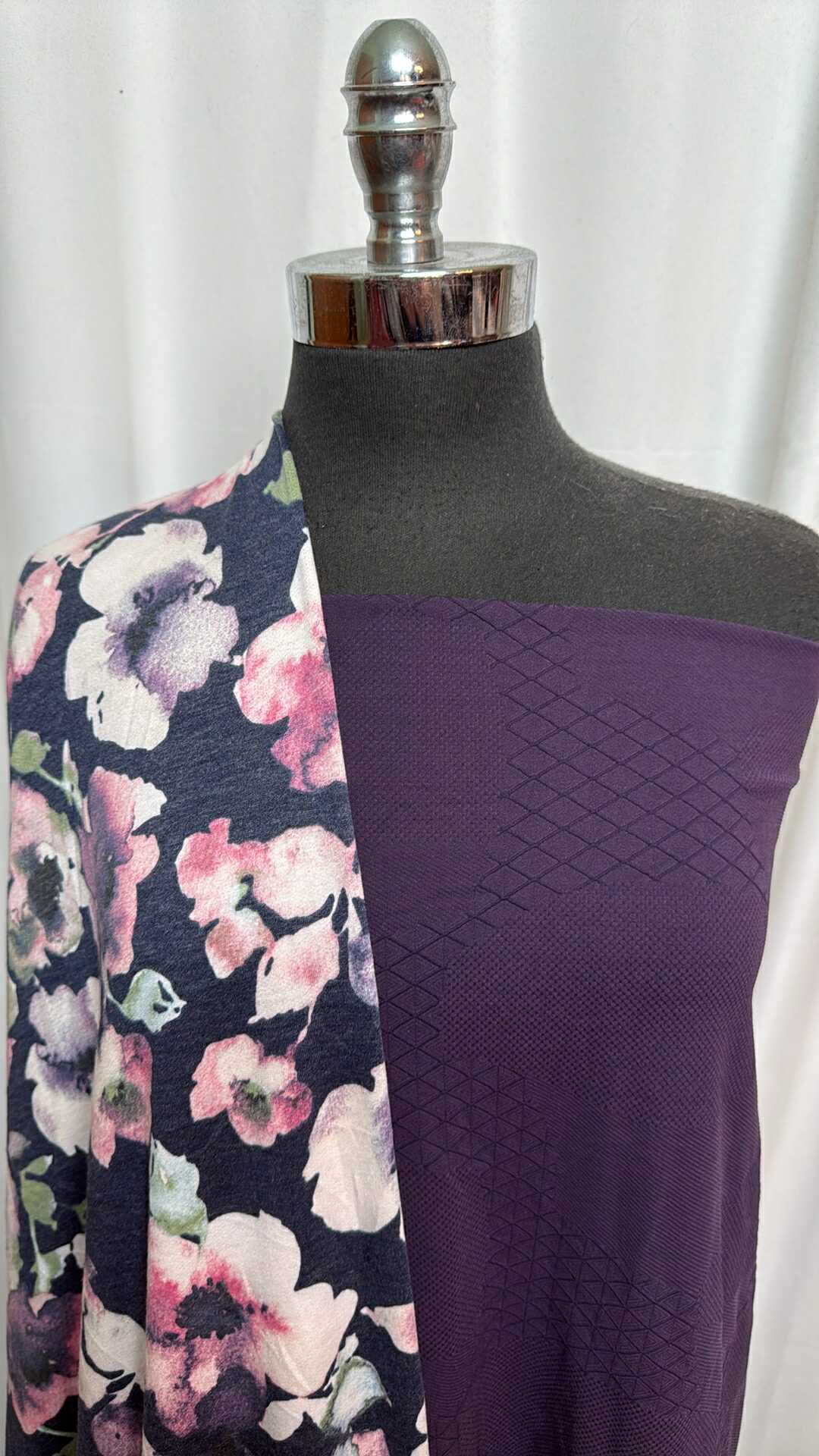 PURPLE/NAVY FLORAL BUNDLE : 2YD Purple Jacquard PF & 2YD Navy Floral PRS FT : A28121