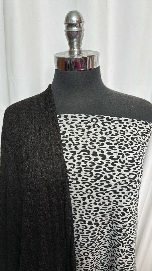 BLACK CABLE/LEOPARD BUNDLE : 2YD Leopard PRS FT & 2YD Black Heathered Cable SK : A28405