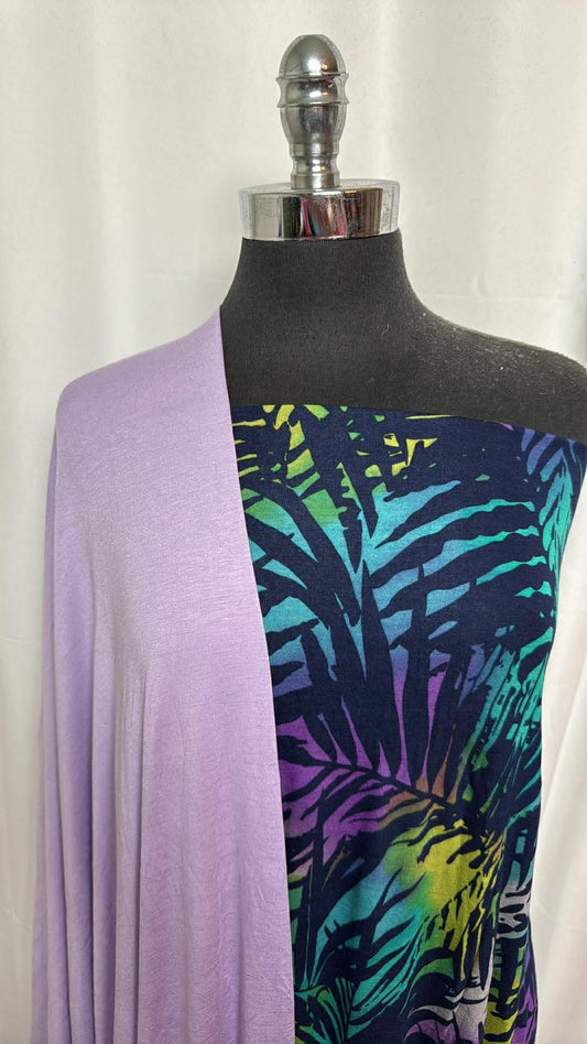 LILAC/LEAVES BUNDLE : 1.5YD Leaves Rayon Jersey & 2YD Lilac R/S : A30273