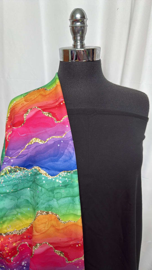 BLACK/RAINBOW GEODE BUNDLE : 1.5YD Rainbow Geode P/S Fleece & 2YD Black Special Purchase PF : A27286