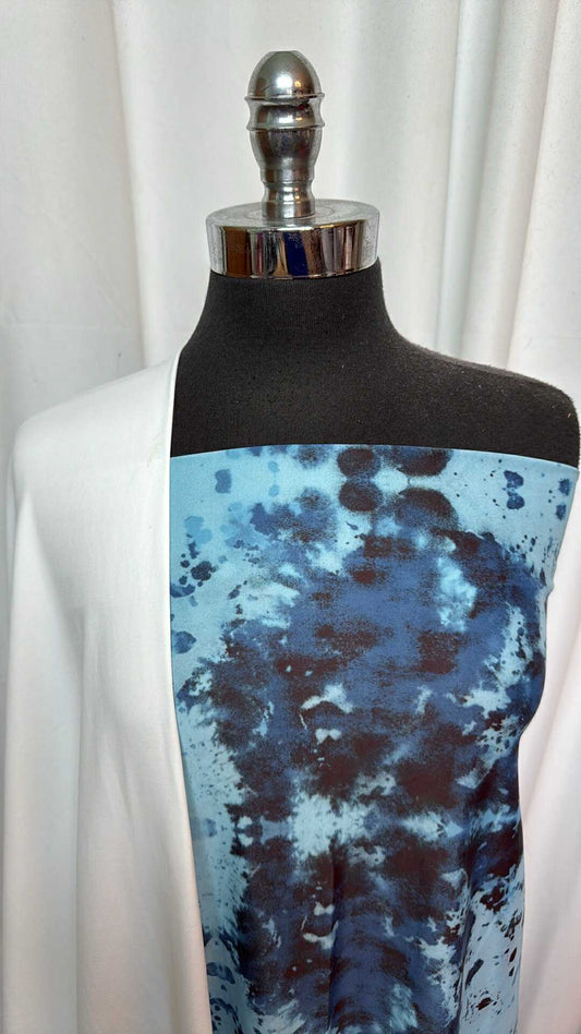 WHITE/BLUE TIE DYE BUNDLE : 1YD Blue Tie Dye N/S Swim & 1.5YD White Swim Lining : A27773