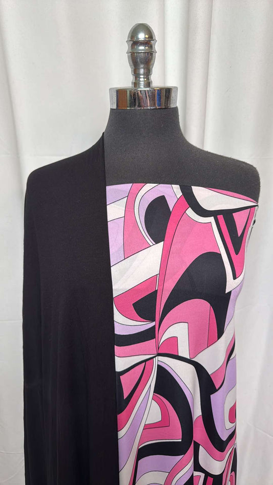 BLACK/PINK GEO BUNDLE : 1YD Black/Pink Geo Venezia & 2YD Black Modal/Spandex : A26436
