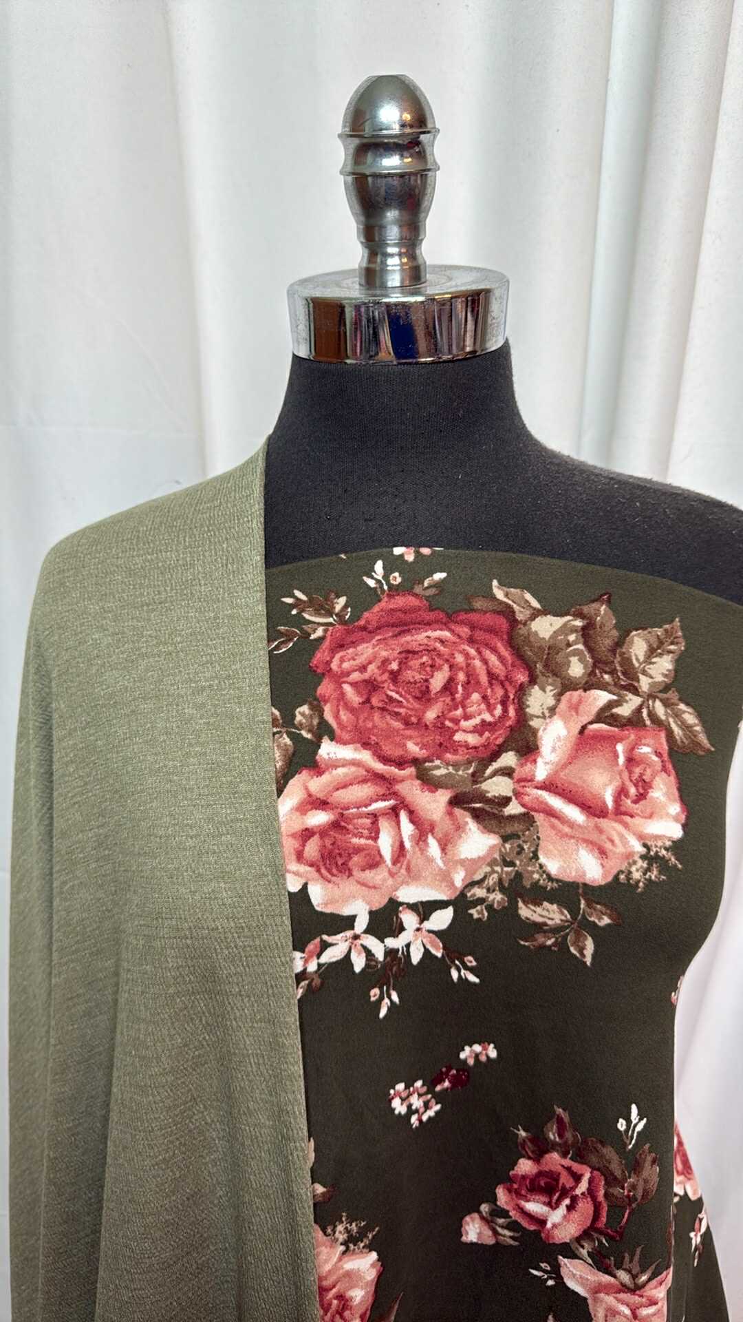 OLIVE FLORAL BUNDLE : 2YD Olive Floral DBP & 2YD Olive Knit Gauze : A27774